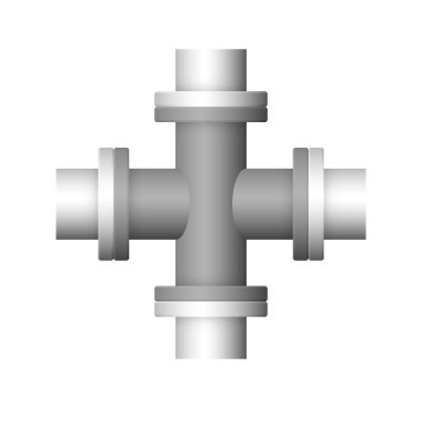 Çelik boru bağlantı simgesi tasarımı beyaz arkaplanda izole edildi.