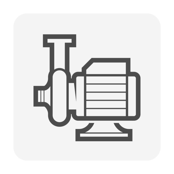 Water pump and steel pipe icon for water distribution for water work graphic design element.