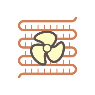 Beyaz arkaplanda klima ve hava kompresörü bölüm vektör simgesi tasarımı.