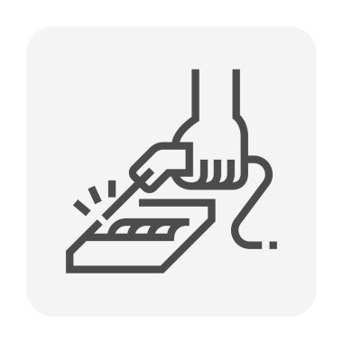 Kaynak işi grafik tasarım ögesi için kaynak çalışma vektör simgesi tasarımı, düzenlenebilir vuruş.