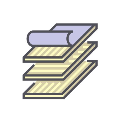 Beyaz arkaplanda ahşap zemin ve malzeme vektör simgesi tasarımı.