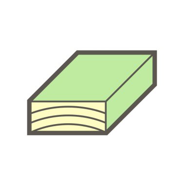 Beyaz zemin üzerinde ahşap malzeme ve kereste fabrikası sanayi vektör ikonu tasarımı.