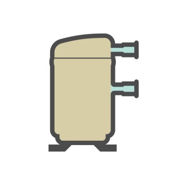 Beyaz arkaplanda klima ve hava kompresörü bölüm vektör simgesi tasarımı.