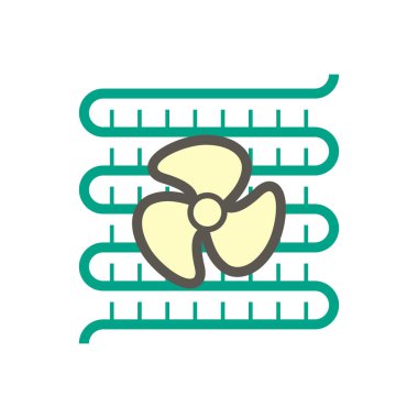 Beyaz arkaplanda klima ve hava kompresörü bölüm vektör simgesi tasarımı.