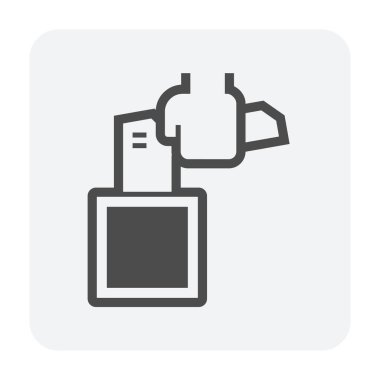 Beyaz arkaplan üzerinde çelik boru laboratuvar ikon tasarımı testi.