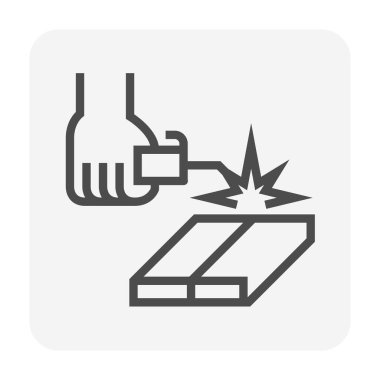 Kaynak işi grafik tasarım ögesi için kaynak çalışma vektör simgesi tasarımı, düzenlenebilir vuruş.