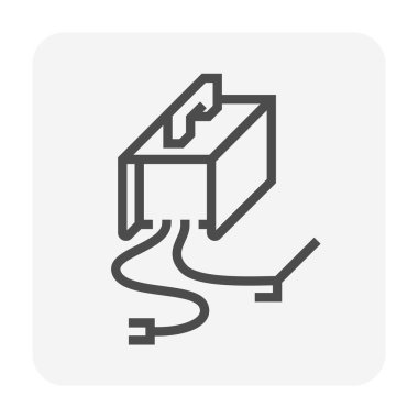 Kaynak ekipmanı makine vektör ikonu tasarımı kaynak çalışması grafik tasarım unsuru, düzenlenebilir vuruş.