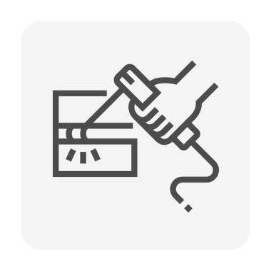 Kaynak işi grafik tasarım ögesi için kaynak çalışma vektör simgesi tasarımı, düzenlenebilir vuruş.