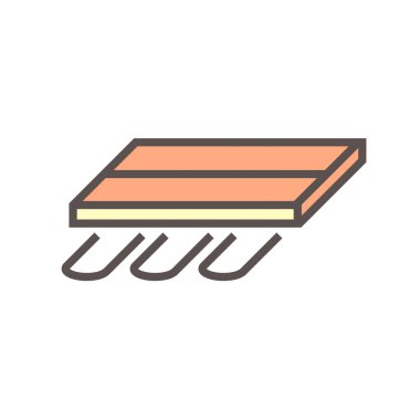 Ahşap zemin ısıtma materyal vektör simgesi tasarımı.