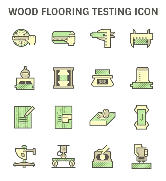 Hout Vloeren Materiaal Testen Vector Pictogram Set Ontwerp — Stockvector