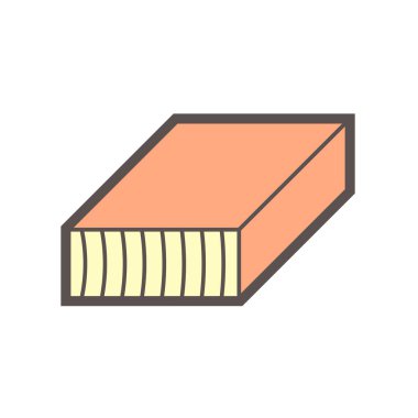 Beyaz zemin üzerinde ahşap malzeme ve kereste fabrikası sanayi vektör ikonu tasarımı.