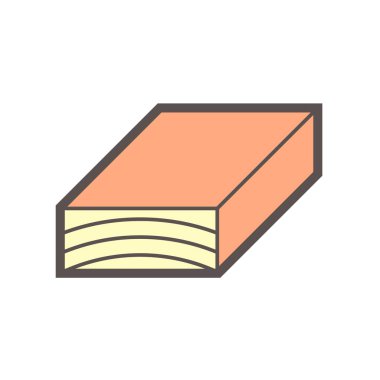 Beyaz zemin üzerinde ahşap malzeme ve kereste fabrikası sanayi vektör ikonu tasarımı.