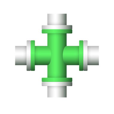 Çelik boru bağlantı simgesi tasarımı beyaz arkaplanda izole edildi.