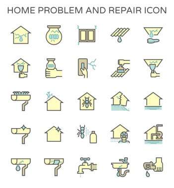 Home problem and repair service vector icon set design, editable stroke. clipart
