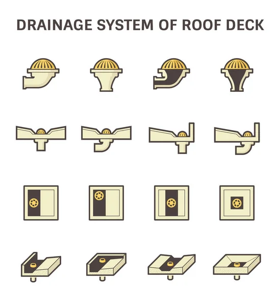 Toit Pont Équipement Drainage Icône Vectorielle Set Design Sur Fond — Image vectorielle