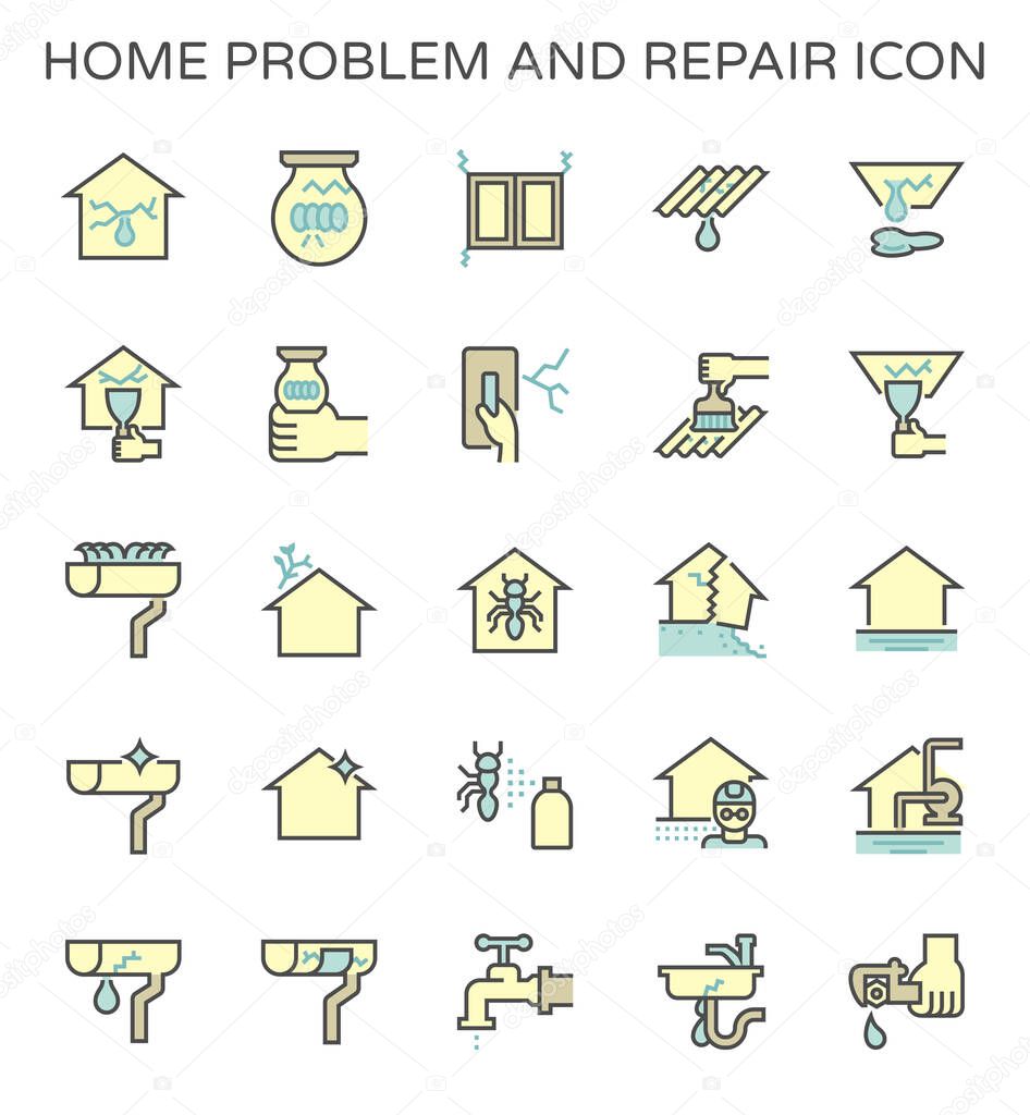 Home problem and repair service vector icon set design, editable stroke.