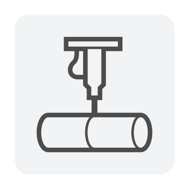 Beyaz arkaplanda çelik boru yıkıcı test vektör simgesi tasarımı.