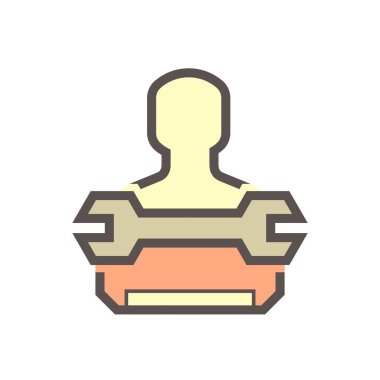 Beyaz arkaplanda klima servisi ve teknisyen vektör simgesi tasarımı.