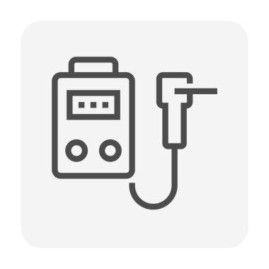 Kaynak ekipmanı makine vektör ikonu tasarımı kaynak çalışması grafik tasarım unsuru, düzenlenebilir vuruş.