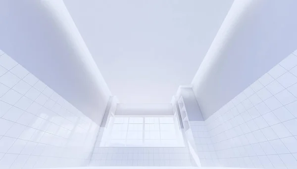 3d rendering of  ceiling and strip light in toilet room.