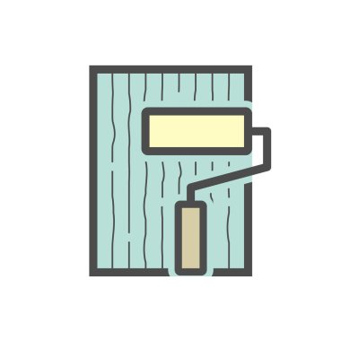 Ahşap zemin üretim endüstrisi ve test vektör simgesi tasarımı.