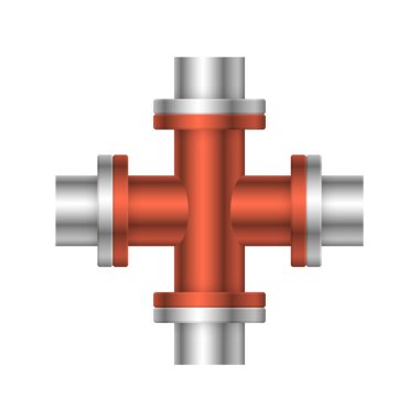 Çelik boru bağlantı simgesi tasarımı beyaz arkaplanda izole edildi.