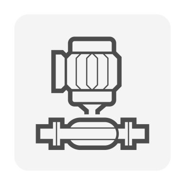 Su pompası ve çelik boru ikonu su dağıtımı için grafik tasarım elementi.