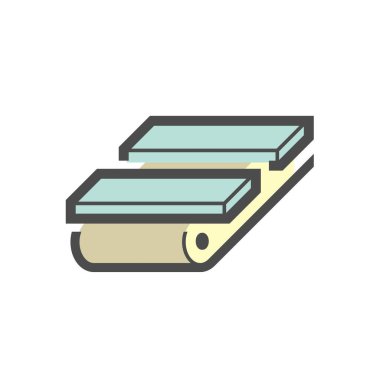 Beyaz arkaplanda Hollywood materyali ve üretim sektörü vektör ikonu tasarımı.