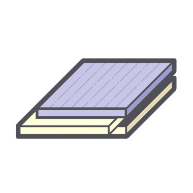 Beyaz arkaplanda ahşap zemin ve malzeme vektör simgesi tasarımı.