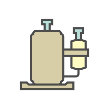 Hava kompresörü ve yarı vektör simgesi tasarımı, düzenlenebilir vuruş.