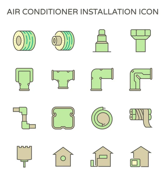 Air Conditioner Installationsverktyg Vektor Ikon Set Design Redigerbar Stroke — Stock vektor