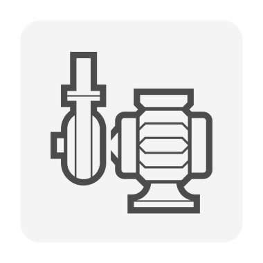 Su pompası ve çelik boru ikonu su dağıtımı için grafik tasarım elementi.