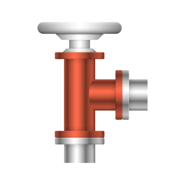 Stalen Buis Connector Klep Pictogram Ontwerp Geïsoleerd Witte Bakcground — Stockvector