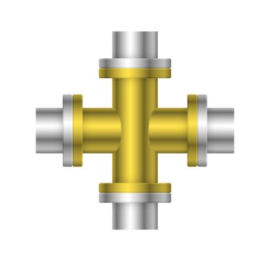 Çelik boru bağlantı simgesi tasarımı beyaz arkaplanda izole edildi.