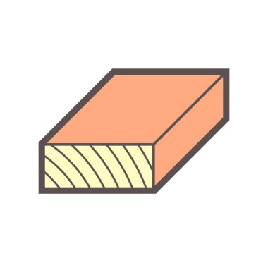 Beyaz zemin üzerinde ahşap malzeme ve kereste fabrikası sanayi vektör ikonu tasarımı.