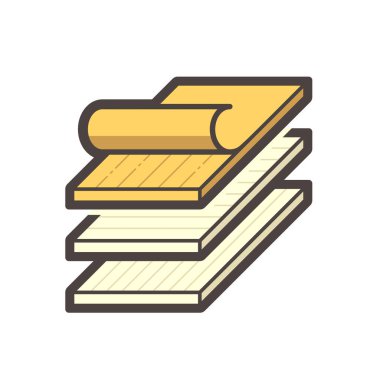 Beyaz arkaplanda ahşap zemin ve malzeme vektör simgesi tasarımı.