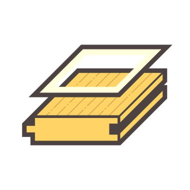 Beyaz arkaplanda ahşap zemin ve malzeme vektör simgesi tasarımı.