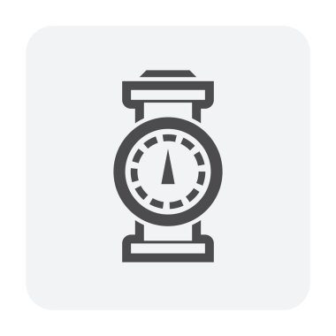 Boru bağlantısı ve metre simgesi, siyah renk.