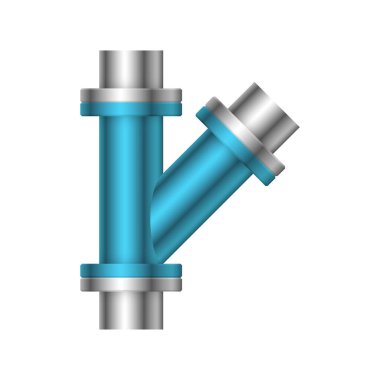 Çelik boru bağlantı simgesi tasarımı beyaz arkaplanda izole edildi.