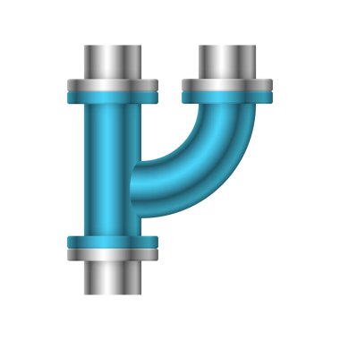 Çelik boru bağlantı simgesi tasarımı beyaz arkaplanda izole edildi.