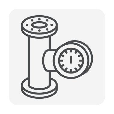 Çelik boru konektörü ve sayaç simgesi seti, 64x64 mükemmel piksel ve değiştirilebilir kontur.