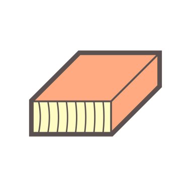 Beyaz zemin üzerinde ahşap malzeme ve kereste fabrikası sanayi vektör ikonu tasarımı.