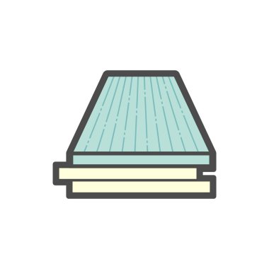 Beyaz arkaplanda ahşap zemin ve malzeme vektör simgesi tasarımı.