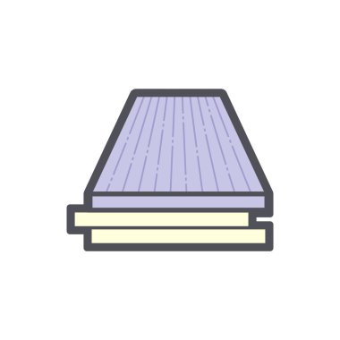 Beyaz arkaplanda ahşap zemin ve malzeme vektör simgesi tasarımı.