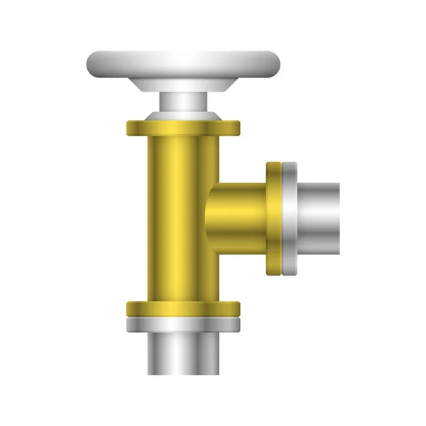 Stalen Buis Connector Klep Pictogram Ontwerp Geïsoleerd Witte Bakcground — Stockvector