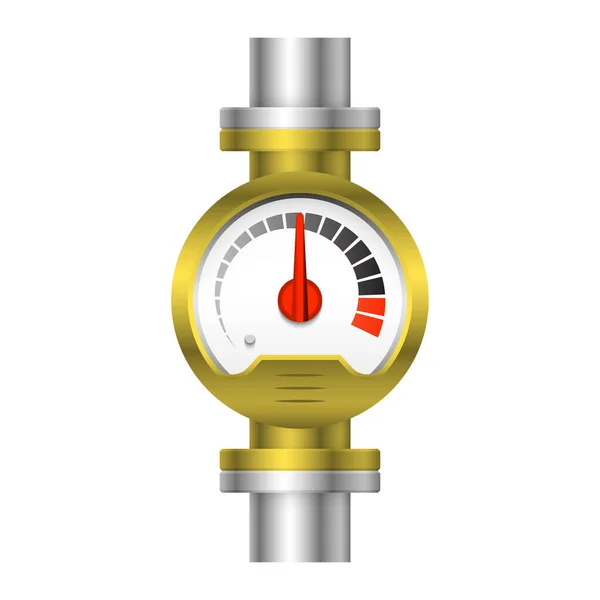 Projeto Medidor Pressão Tubo Aço Isolado Fundo Branco — Vetor de Stock