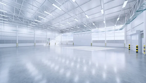 Rendering Hangar Vuoto Pavimento Cemento Porta Dell Otturatore Condizioni Nuove — Foto Stock