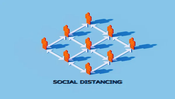 Rendering Del Concetto Social Distancing Sfondo Blu — Foto Stock
