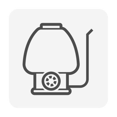 Tarımsal sprey aracı ve su tankı simge tasarımı, siyah ve anahat.