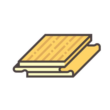 Beyaz arkaplanda ahşap zemin ve malzeme vektör simgesi tasarımı.